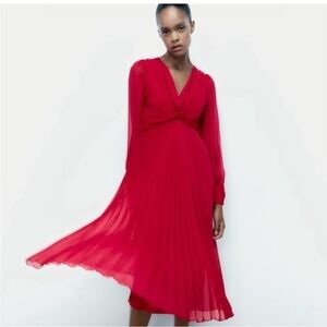 Zara Elegant Fushia Pleated Dress Womens XL